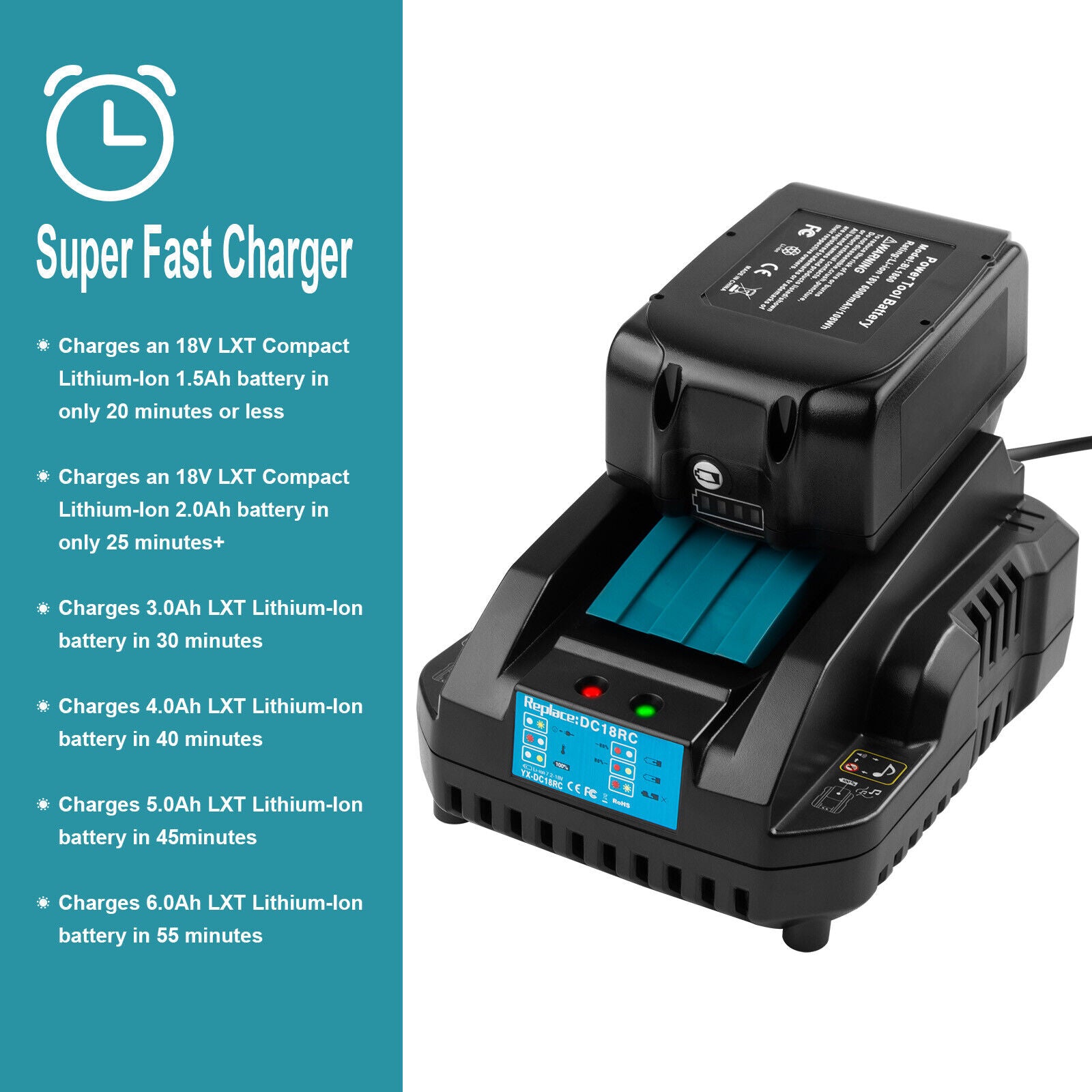 18V DC18RC Charger for Makita 18-Volt LXT Lithium Battery 18V DC18RC Charger for Makita 18-Volt LXT Lithium Battery
